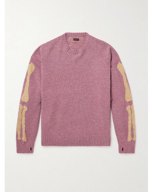 Kapital Pink Bone Oversized Intarsia Wool Sweater for men