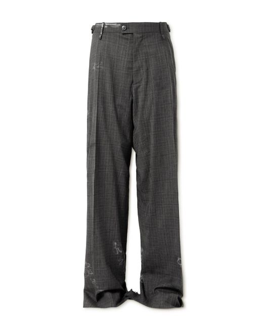 vogn kanal appetit Balenciaga Skater Wide-leg Printed Distressed Prince Of Wales Checked Wool  Trousers in Gray for Men | Lyst