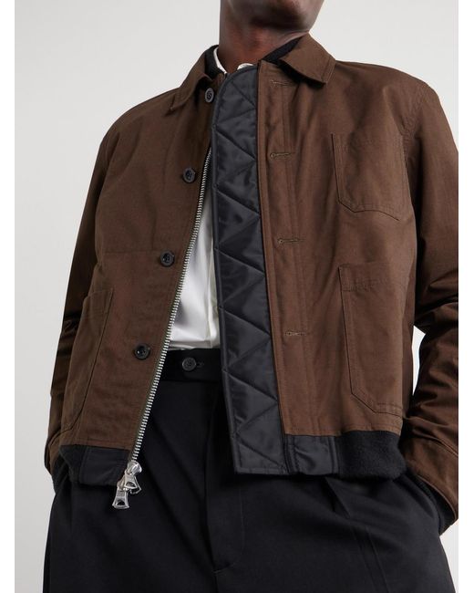 Sacai Brown Reversible Nylon Bomber Jacket for men