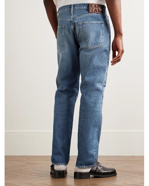 Kapital Blue Monkey Cisco Straight-leg Distressed Embroidered Jeans for men