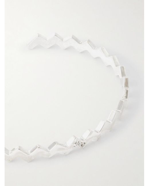 Mikia Natural Sterling Silver Diamonds Bangle for men