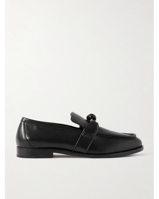 Bottega Veneta Black Astaire Knot-Detailed Leather Loafers for men