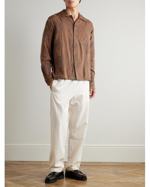 Kardo Brown Martin Cotton-Jacquard Shirt for men