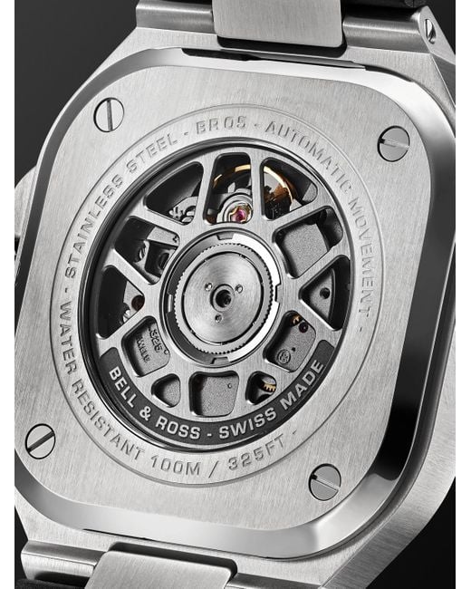 Bell & Ross Black Br 05 Automatic Gmt 41Mm Stainless Steel And Rubber Watch, Ref. No. Br05G-Bl-St/Srb for men