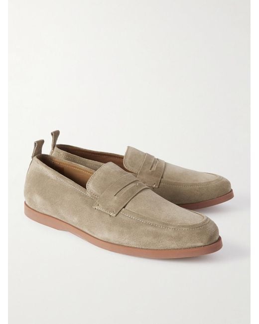Mr P. Natural Leo Suede Penny Loafers for men