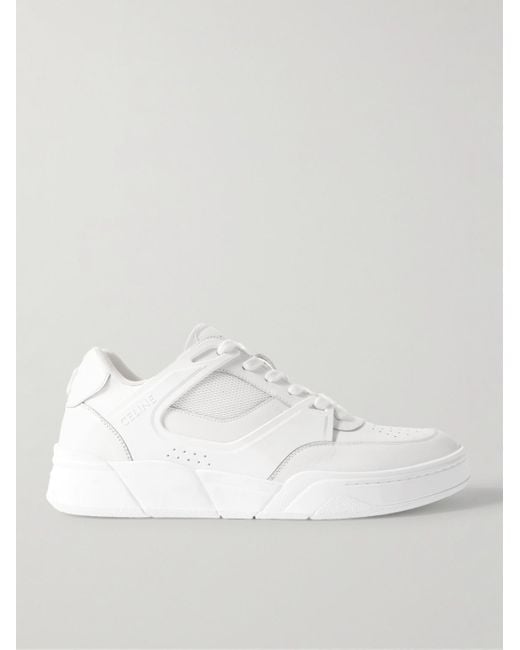 Céline White Ct-09 Leather, Rubber And Mesh Sneakers for men