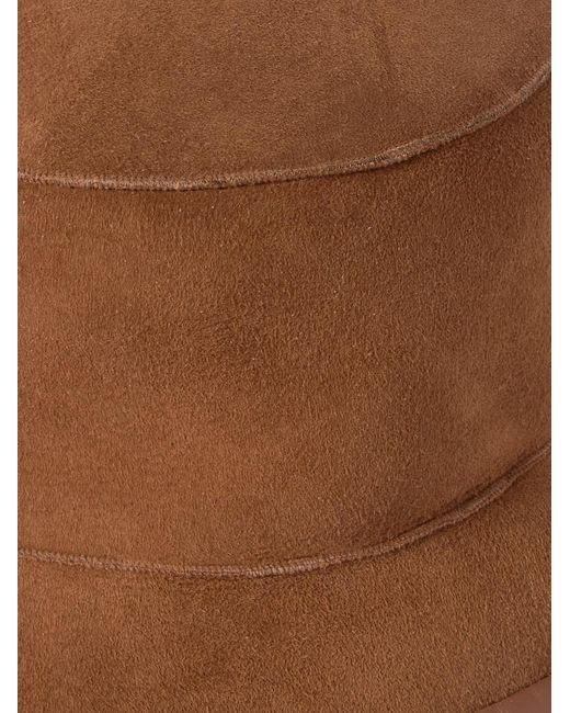 Loro Piana Brown Lys Reversible Leather-Trimmed Shearling Bucket Hat for men