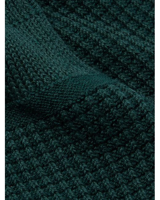 Mr P. Green Waffle-Knit Cotton-Blend Socks for men
