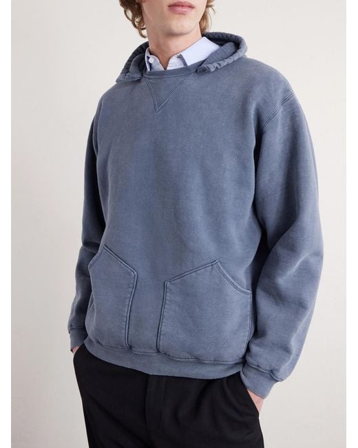 A.PRESSE Blue Vintage Cotton-jersey Hoodie for men