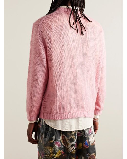 Acne Pink Kitaly Glittered Logo-print Knitted Sweater for men