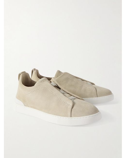 Zegna Natural Triple Stitchtm Suede Slip-on Sneakers for men