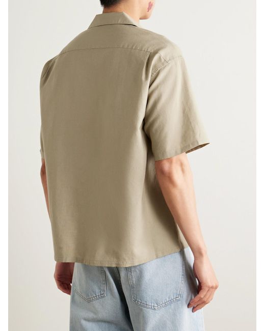 Visvim Crosby Hemd aus einer Woll-Leinenmischung mit wandelbarem Kragen und Stickerei in Natural für Herren