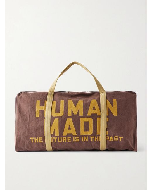 Boston Logo-Print Cotton-Canvas Weekend Bag di Human Made in Brown da Uomo