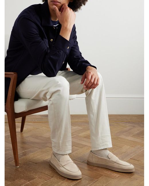 Brunello Cucinelli Natural Washed-Suede Penny Loafers for men