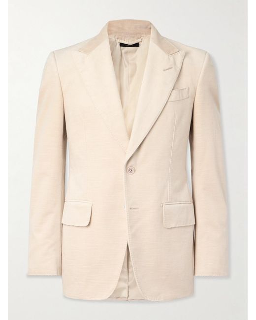 Tom Ford Natural Shelton Slim-Fit Cotton-Velvet Blazer for men