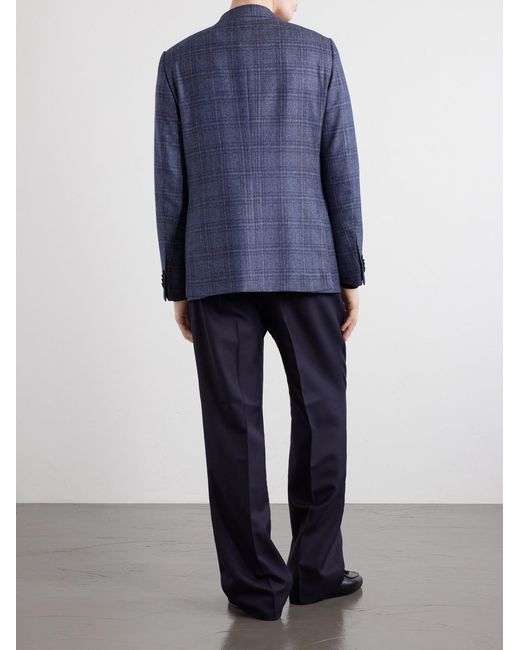 Caruso Blue Norma Checked Wool Blazer for men