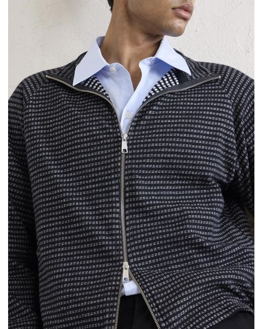 mfpen Blue Leisure Organic Cotton Zip-up Sweater for men