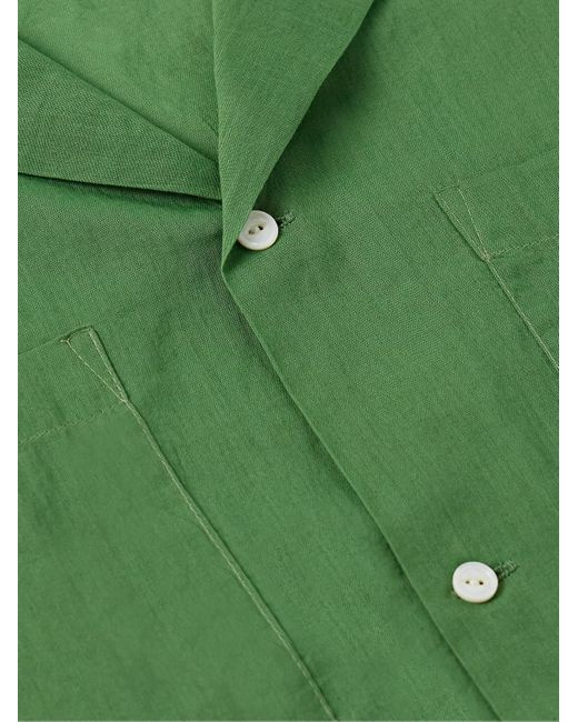 Bode Green Camp-collar Cotton-voile Shirt for men