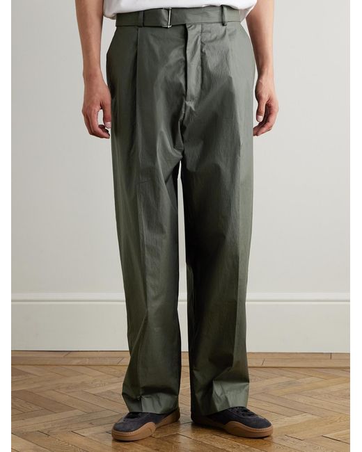 Acne Green Pasoro Belted Straight-leg Cotton-poplin Trousers for men