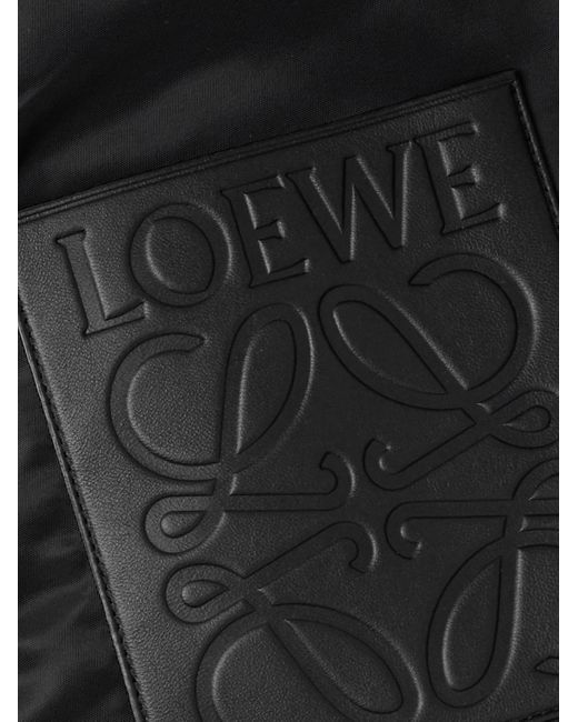 Loewe Black Leather-trimmed Shell Hooded Jacket for men