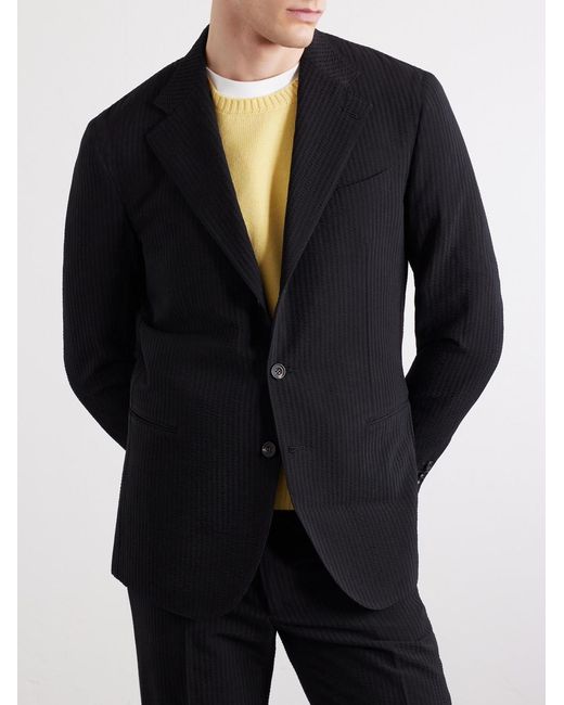 J. Mueser Black Seersucker Virgin Wool Suit Jacket for men