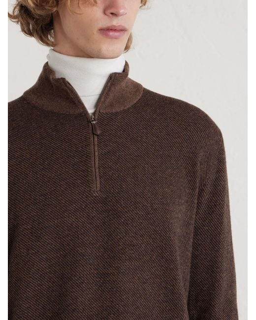 Loro Piana Brown Roadster Cashmere Half-Zip Sweater for men