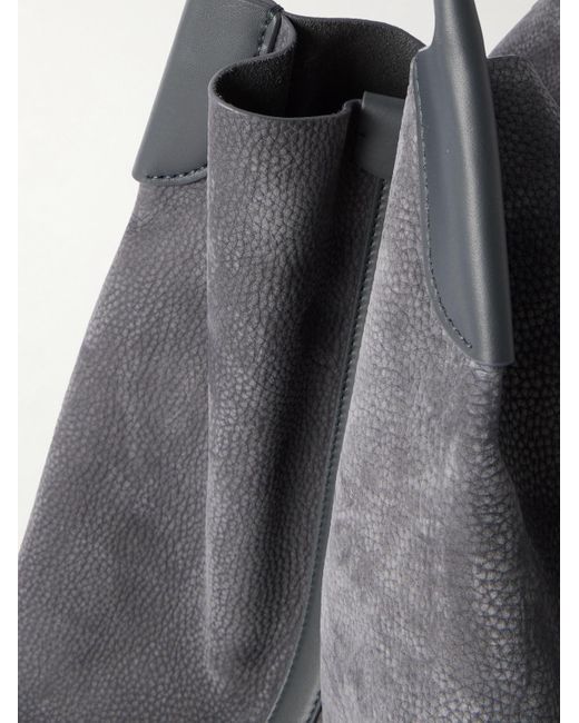 Loro Piana Gray Bale Extra-Large Leather-Trimmed Full-Grain Nubuck Tote Bag for men