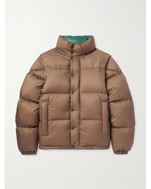 Moncler Brown Reversible Convertible Canvas-Trimmed Quilted Shell Down Jacket for men
