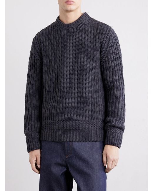 A.P.C. Blue Ron Ribbed Wool Sweater for men