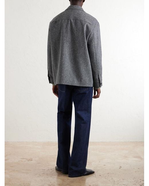 Valentino Garavani Gray Vlogo-embellished Mélange Virgin Wool Blouson Jacket for men