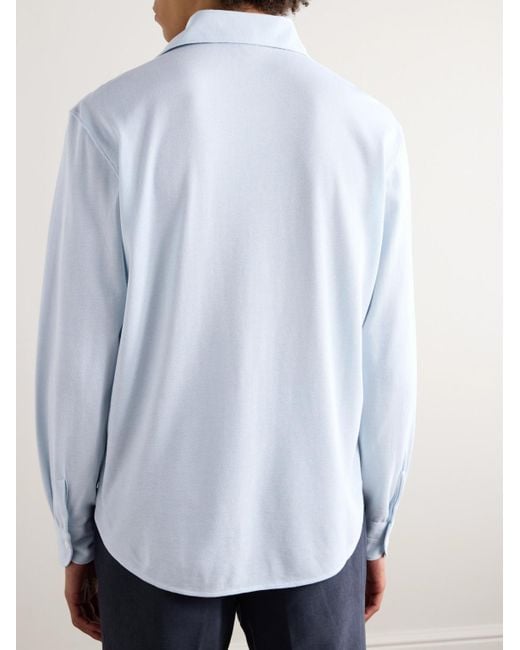 STÒFFA Blue Cotton And Silk-blend Polo Shirt for men