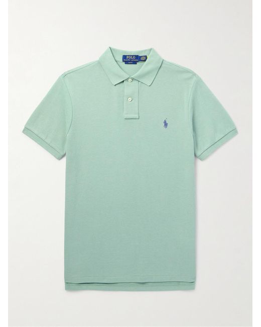 Polo Ralph Lauren Green Logo-embroidered Cotton-piqué Polo Shirt for men