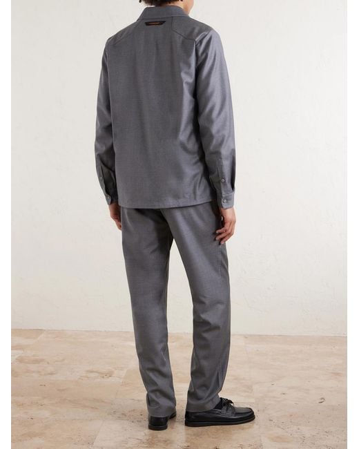 Sease Gray Summer Mindset Straight-Leg Virgin Wool Drawstring Trousers for men