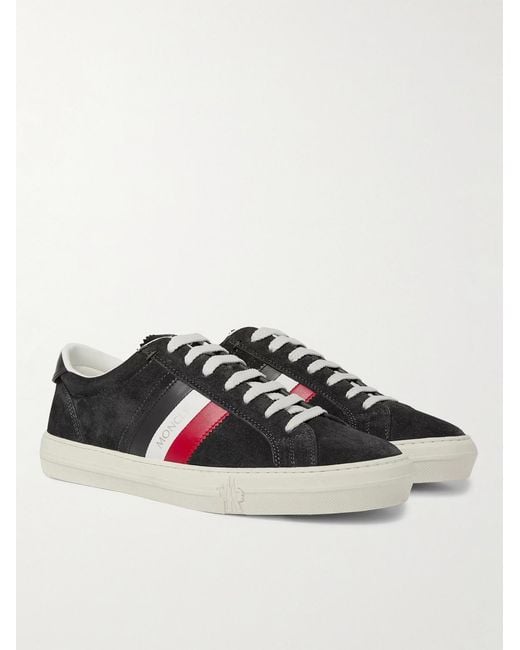 Moncler Black New Monaco Leather And Suede Sneakers for men