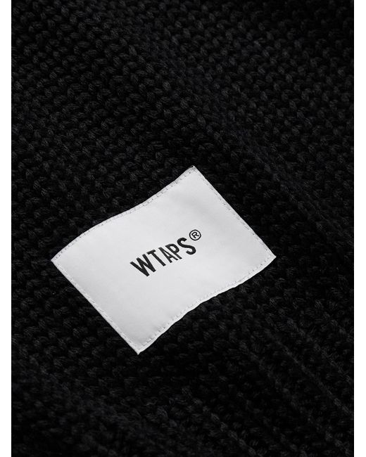 (w)taps Black Logo-appliquéd Jacquard-knit Sweater for men