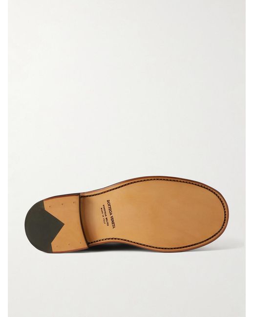 Bottega Veneta Brown James Woven Leather Penny Loafers for men