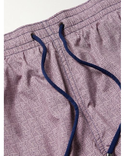 Shorts da mare medi a gamba dritta in shell stampato di Canali in Purple da Uomo