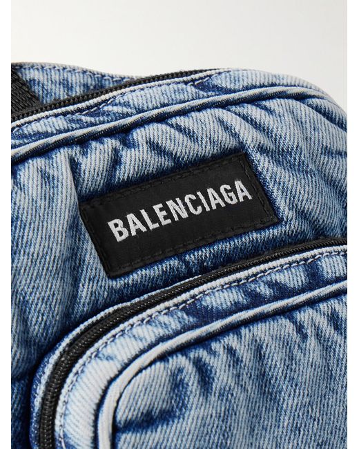 Balenciaga Blue Explorer Denim Messenger Bag for men