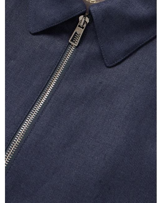 Loro Piana Blue Maurin Linen-Twill Blouson Jacket for men