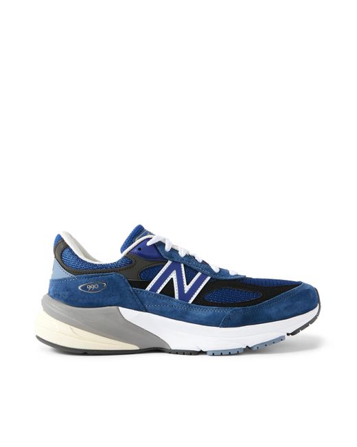 New Balance Blue 990V6 Leather-Trimmed Suede And Mesh Sneakers for men