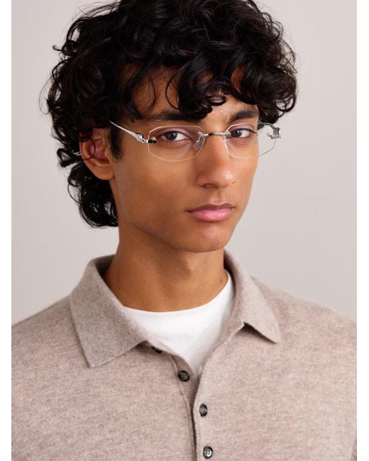 Cartier Metallic Panthère De Cartier Rectangular-Frame Rimless-Tone Optical Glasses for men