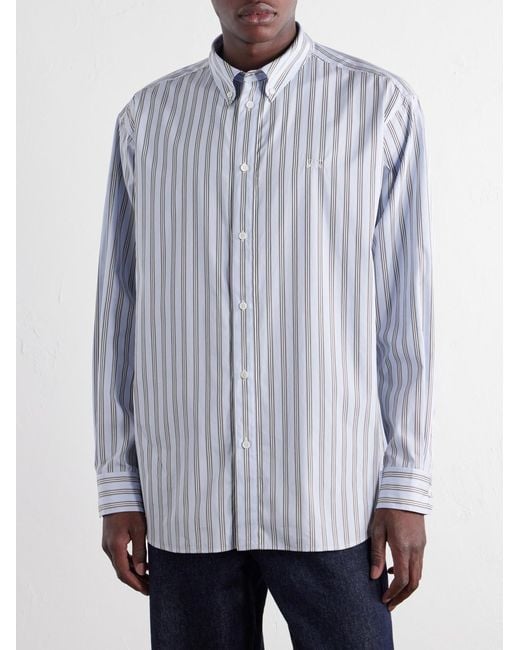 Loewe Blue Striped Cotton-poplin Shirt for men