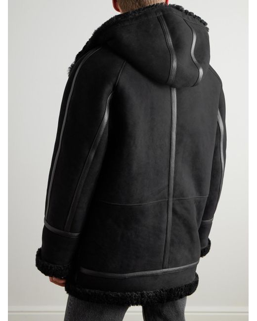 Mr P. Black Oversized Shearling Duffle Coat for men