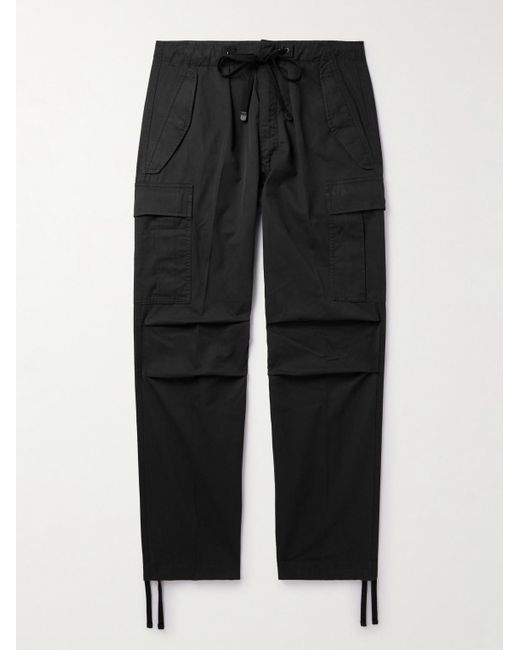 Tom Ford Black New Enzyme Straight-leg Cotton-twill Drawstring Cargo Trousers for men