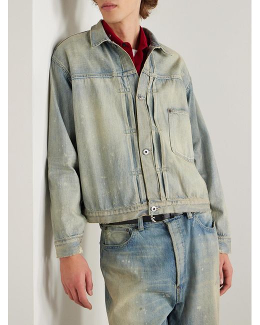 A.PRESSE Blue 1St Type Distressed Denim Jacket for men