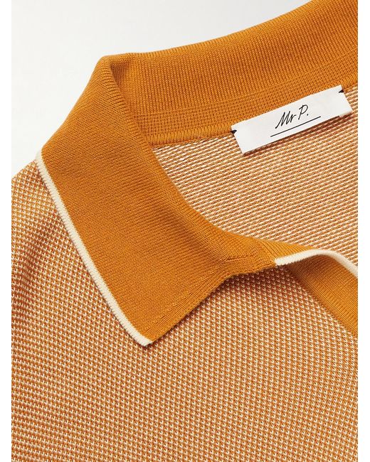 Mr P. Orange Johnny Birdseye Cotton Polo Shirt for men