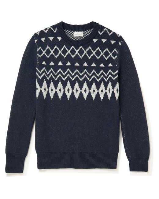 Oliver Spencer Blenheim Slim-fit Fair Isle Wool Sweater in Blue for Men ...