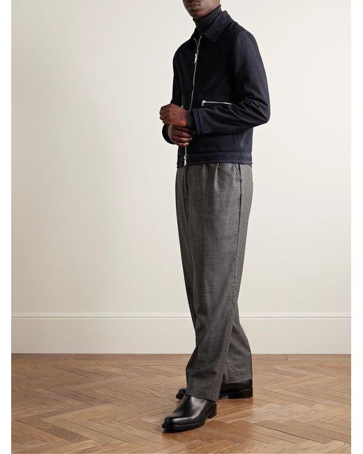 Mr P. Blue Golf Perforated Suede Blouson Jacket for men
