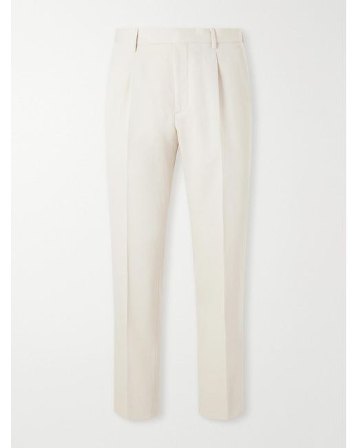 Zegna White Straight-Leg Cotton And Wool-Blend Twill Trousers for men