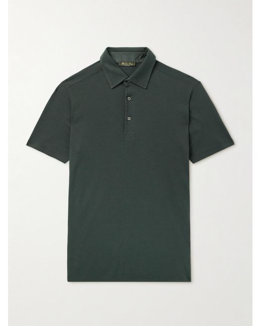 Loro Piana Green Cotton-Piqué Polo Shirt for men